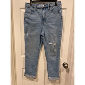 Madewell Skinny Jeans Women Size 29 Blue Denim Cotton Distressed Comfort Button